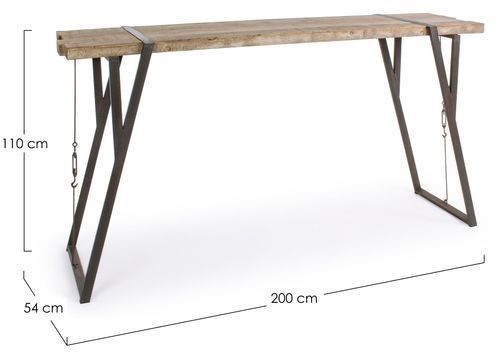 Table bar en bois de sapin et pieds acier Bibo L 200 cm - Photo n°3; ?>