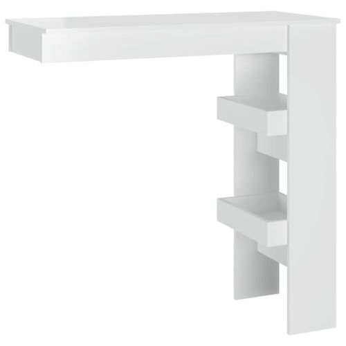 Table bar mural Blanc Brillant 102x45x103,5cm Bois d'ingénierie - Photo n°2; ?>