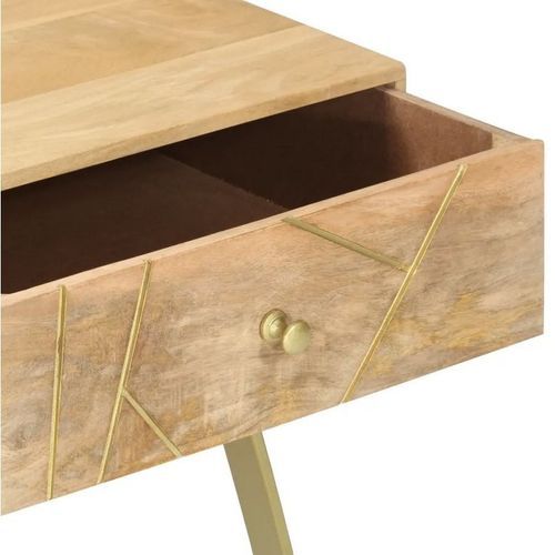 Table basse 1 tiroir manguier massif et métal laiton Silou - Photo n°3; ?>