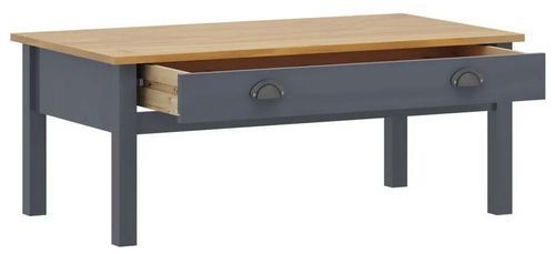 Table basse 1 tiroir pin massif clair et gris Petune 100 cm - Photo n°2; ?>