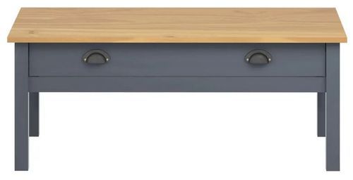 Table basse 1 tiroir pin massif clair et gris Petune 100 cm - Photo n°3; ?>