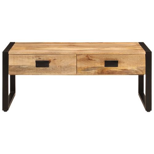 Table basse 100x54x40 cm bois de manguier solide et fer - Photo n°3; ?>