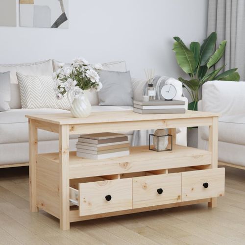 Table basse 102x49x55 cm Bois massif de pin - Photo n°3; ?>