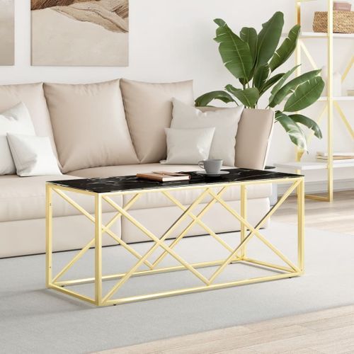 Table basse 110x45x45 cm acier inoxydable et verre - Photo n°2; ?>