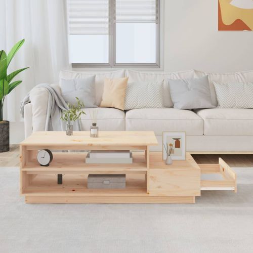 Table basse 120x50x40,5 cm Bois massif de pin - Photo n°3; ?>