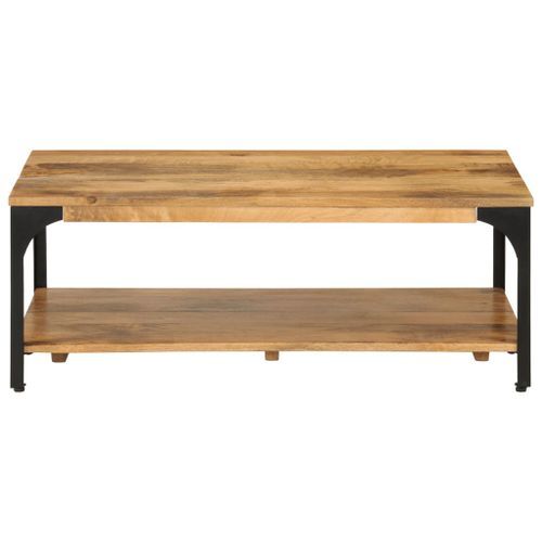 Table basse 2 niveaux 100x55x38cm bois manguier massif et acier - Photo n°2; ?>