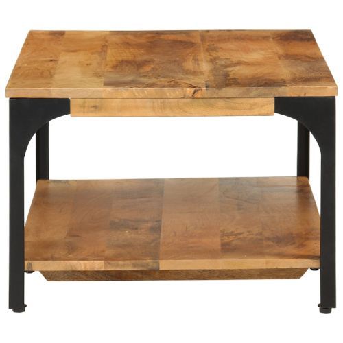 Table basse 2 niveaux 100x55x38cm bois manguier massif et acier - Photo n°3; ?>