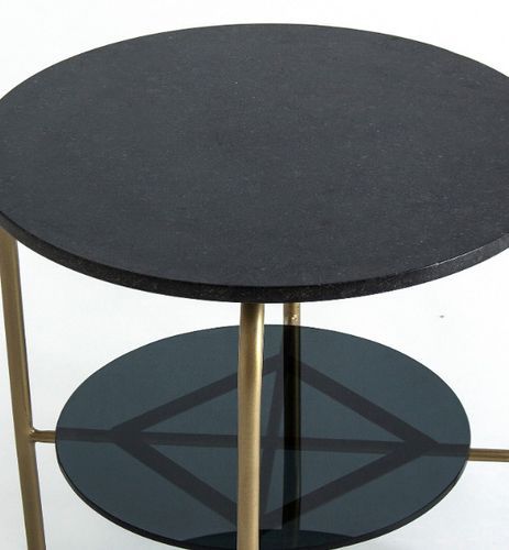 Table basse 2 plateaux marbre noir et verre fumé Keyz - Photo n°3; ?>