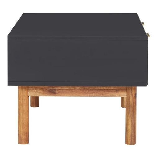 Table basse 2 tiroirs acacia massif foncé et noir Alty 90 cm - Photo n°3; ?>