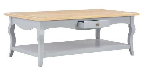 Table basse 2 tiroirs bois clair et pin massif gris Karmen - Photo n°2; ?>