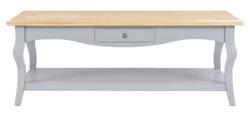 Table basse 2 tiroirs bois clair et pin massif gris Karmen - Photo n°3; ?>