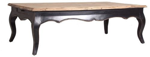 Table basse 2 tiroirs orme massif clair et noir Hevina - Photo n°2; ?>