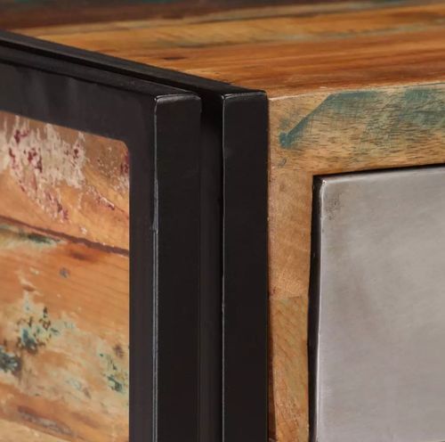 Table basse 3 tiroirs bois massif recyclé et métal noir Boust - Photo n°2; ?>