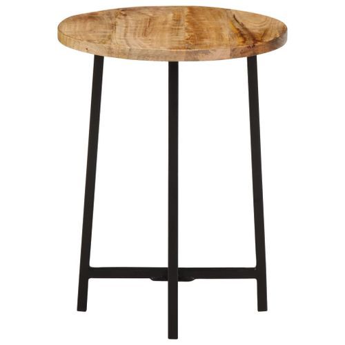 Table basse 35x35x45 cm bois de manguier solide et fer - Photo n°3; ?>