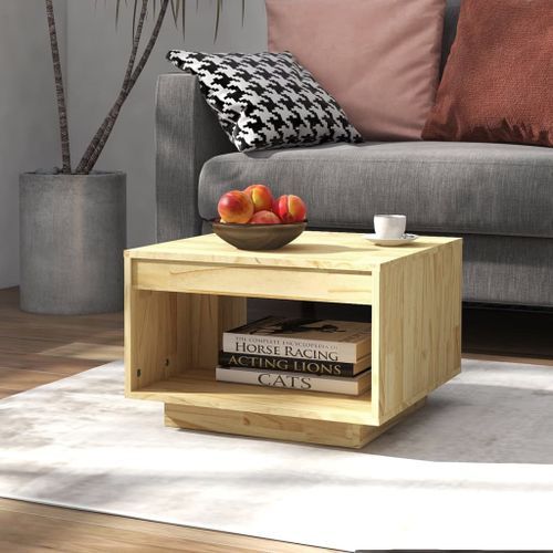 Table basse 50x50x33,5 cm Bois de pin massif - Photo n°2; ?>