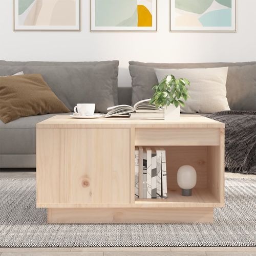 Table basse 60x61x32,5 cm Bois massif de pin - Photo n°3; ?>