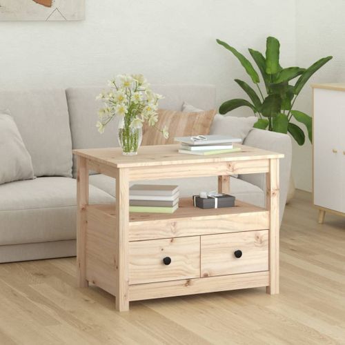 Table basse 71x49x55 cm Bois massif de pin - Photo n°3; ?>