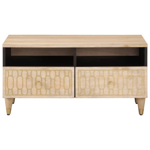 Table basse 80x54x40 cm bois de manguier massif - Photo n°3; ?>