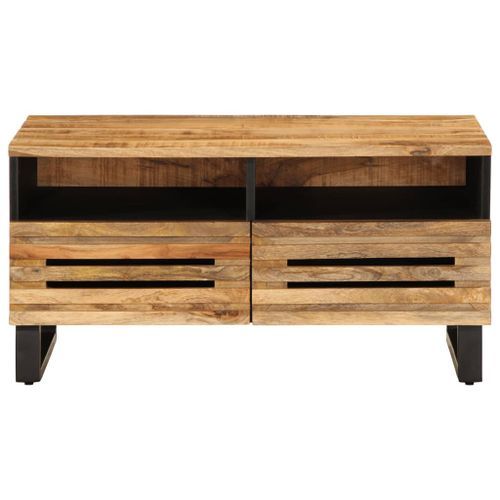 Table basse 80x55x40 cm bois de manguier massif brut - Photo n°2; ?>