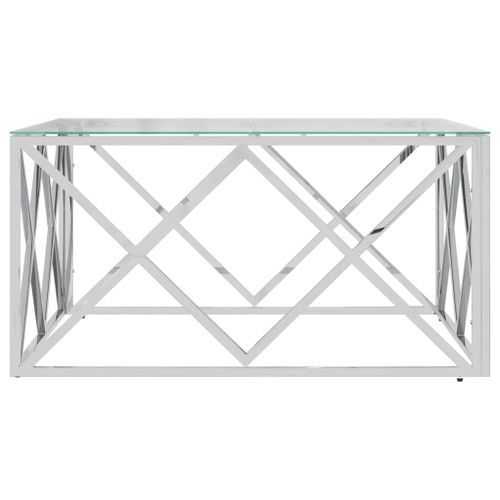 Table basse 80x80x40 cm acier inoxydable et verre - Photo n°3; ?>