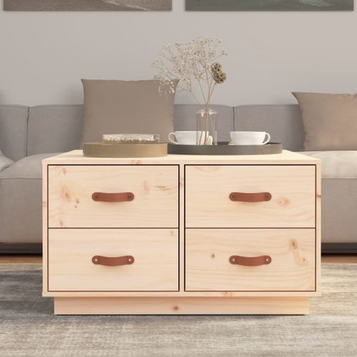 Table basse 80x80x45 cm Bois massif de pin - Photo n°3; ?>