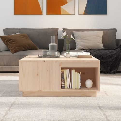 Table basse 80x81x36,5 cm Bois massif de pin - Photo n°3; ?>