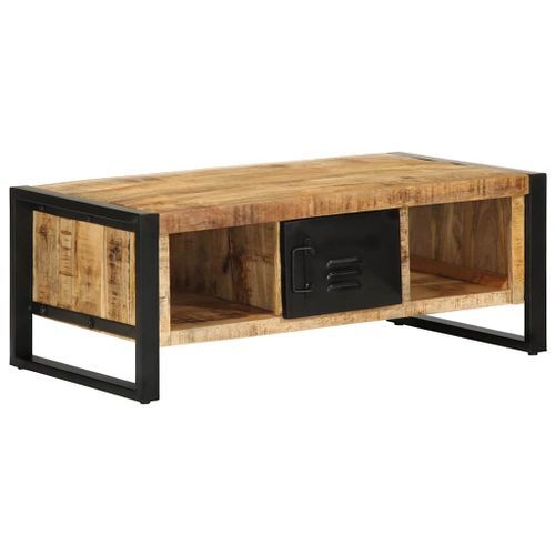 Table basse 90x50x36 cm bois de manguier massif brut - Photo n°2; ?>