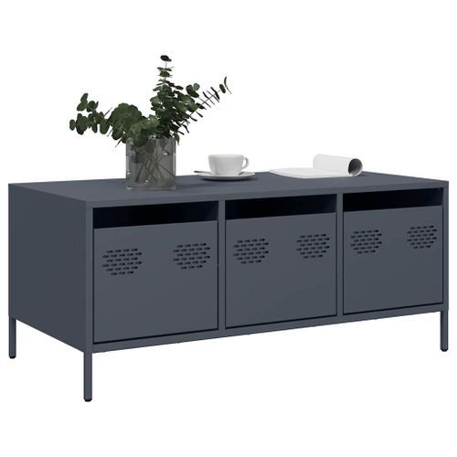 Table basse anthracite 101,5x50x43,5 cm acier laminé à froid - Photo n°3; ?>