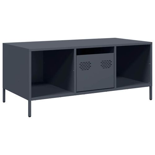 Table basse anthracite 101,5x50x43,5 cm acier laminé à froid - Photo n°2; ?>