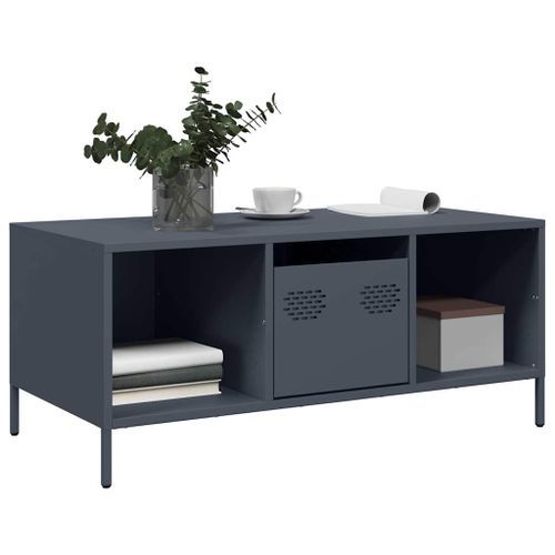 Table basse anthracite 101,5x50x43,5 cm acier laminé à froid - Photo n°3; ?>