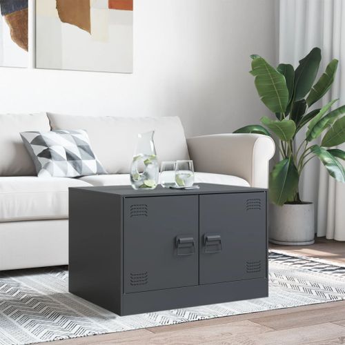 Table basse anthracite 67x50x44 cm acier - Photo n°3; ?>