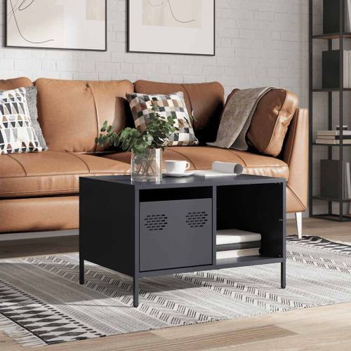 Table basse anthracite 68,5x50x43,5 cm acier laminé à froid - Photo n°3; ?>