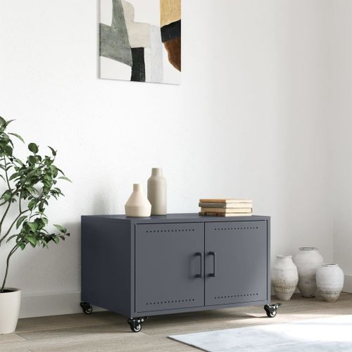 Table basse anthracite 68x50x43,5 cm acier laminé à froid - Photo n°3; ?>