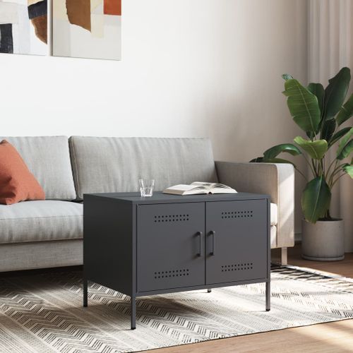 Table basse anthracite 68x50x50,5 cm acier laminé à froid - Photo n°2; ?>