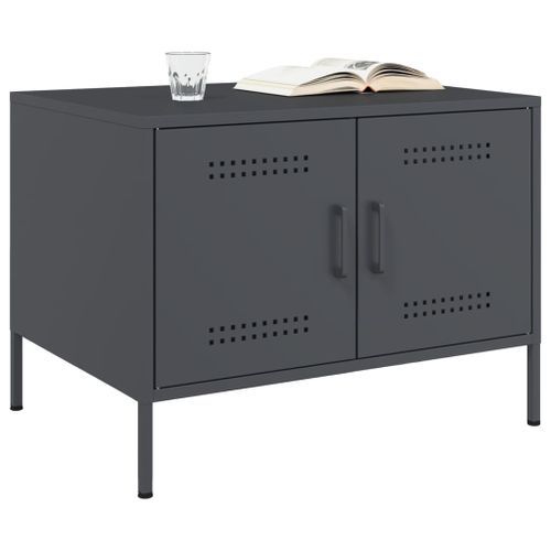 Table basse anthracite 68x50x50,5 cm acier laminé à froid - Photo n°3; ?>