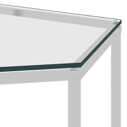 Table basse Argenté 60x53x50 cm Acier inoxydable et verre - Photo n°3; ?>