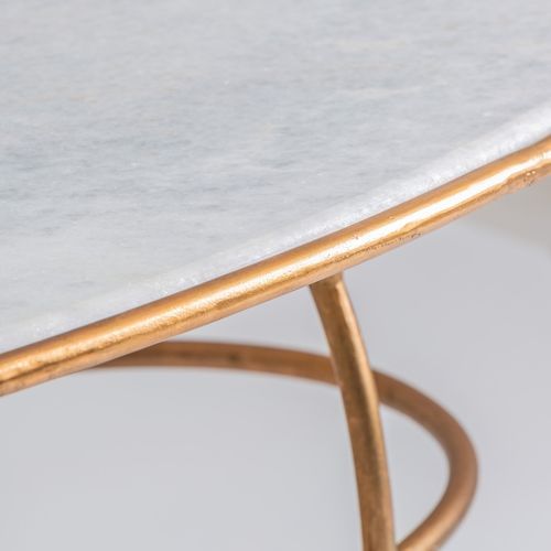 Table basse art déco métal doré et plateau marbre blanc Ruthie - Photo n°3; ?>