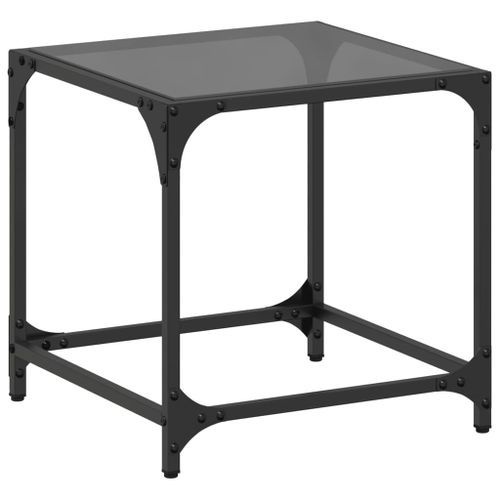 Table basse avec dessus en verre noir 40x40x40 cm acier - Photo n°2; ?>