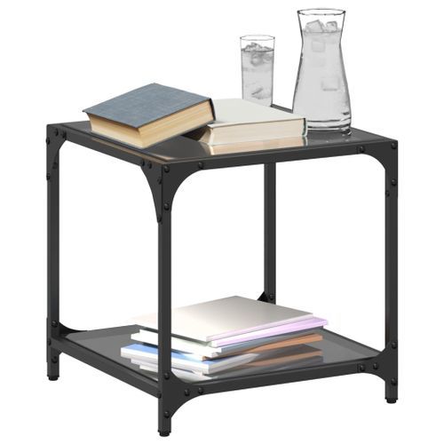 Table basse avec dessus en verre noir 40x40x40 cm acier - Photo n°3; ?>