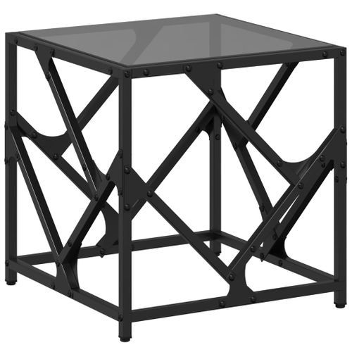 Table basse avec dessus en verre noir 40x40x41 cm acier - Photo n°2; ?>