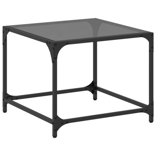 Table basse avec dessus en verre noir 50x50x40 cm acier - Photo n°2; ?>