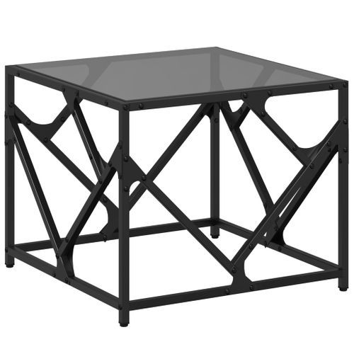 Table basse avec dessus en verre noir 50x50x41 cm acier - Photo n°2; ?>