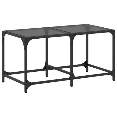 Table basse avec dessus en verre noir 78,5x40x40 cm acier - Photo n°2; ?>