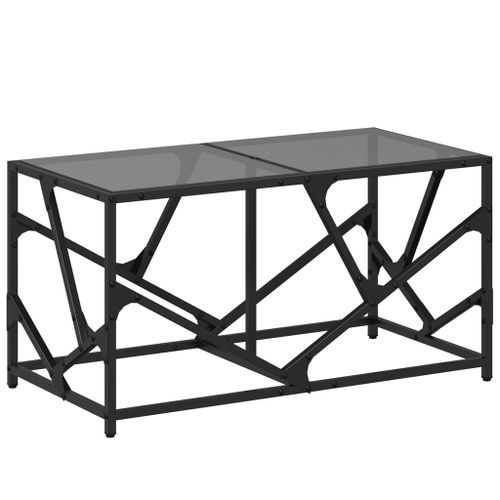 Table basse avec dessus en verre noir 78,5x40x41 cm acier - Photo n°2; ?>