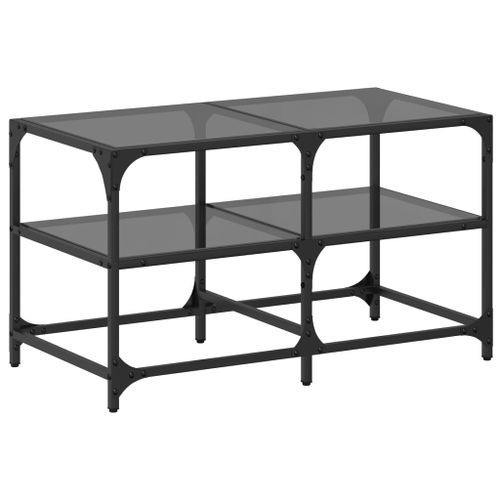 Table basse avec dessus en verre noir 78,5x40x45 cm acier - Photo n°2; ?>