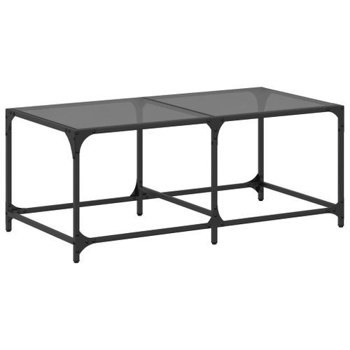 Table basse avec dessus en verre noir 98,5x50x40 cm acier - Photo n°2; ?>