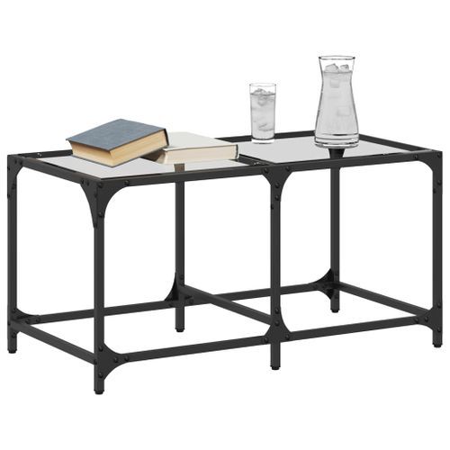 Table basse avec dessus en verre transparent 78,5x40x40cm acier - Photo n°3; ?>