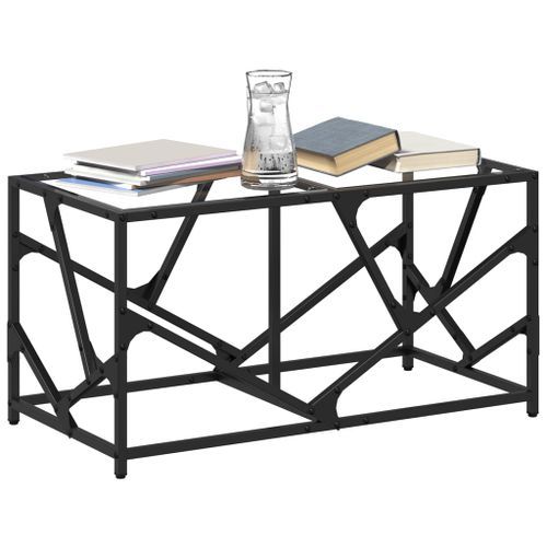 Table basse avec dessus en verre transparent 78,5x40x41cm acier - Photo n°3; ?>