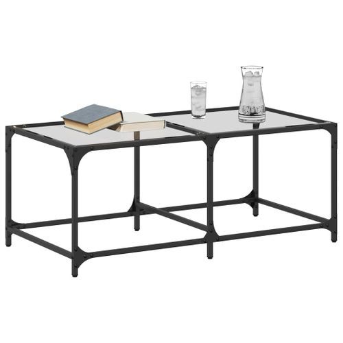 Table basse avec dessus en verre transparent 98,5x50x40cm acier - Photo n°3; ?>