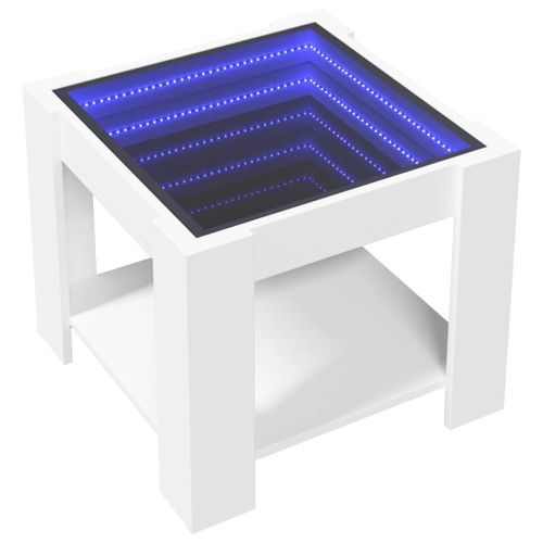 Table basse avec LED blanc 53x53x45 cm bois d'ingénierie - Photo n°3; ?>